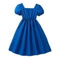thumbnail image 1 of EnJoCho Robes d'Été à Manches Bouffantes pour Filles Col Carré Superposées Robe Midi Décontractée à Volants Robe de Fête Robe de Pâques Petites Filles, 1 of 7