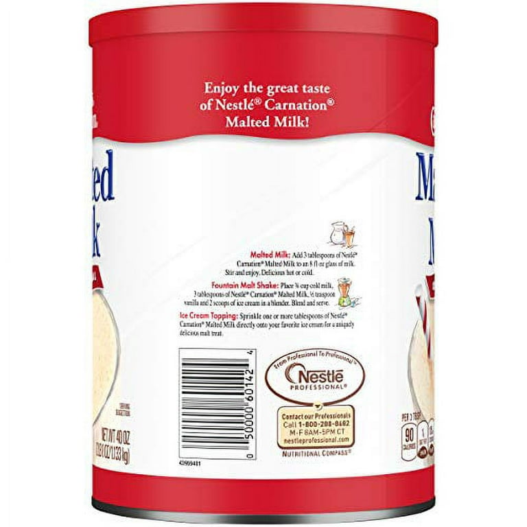 Carnation Malted Milk, 40 Ounce Can (Dry Shelf Stable Malted Milk, Great  for Baking, Shakes, Sundaes) 