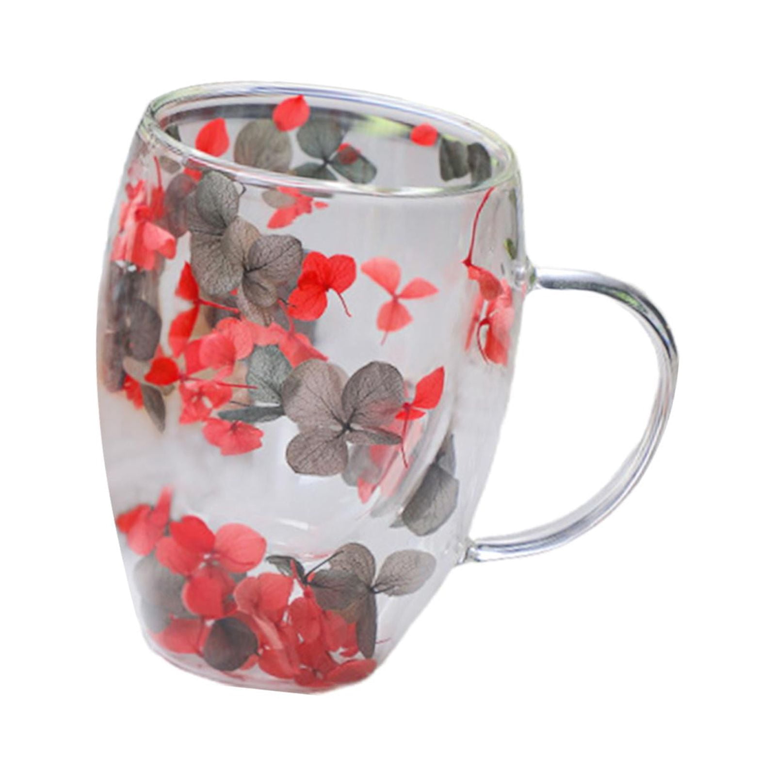 Double Walled Glass Cup Cappuccino Cups with Handle Heat Resistant Insulated Clear Glass Mug Tea Mug Espresso Cups for Tea Beverage Style A
