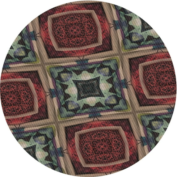 Ahgly Company Machine Washable Indoor Round Transitional Night Red Area Rugs, 4' Round