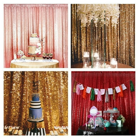 Shimmer Sequin Restaurant Curtain Wedding Photobooth Backdrop Party Photography Background Gold 120 *
