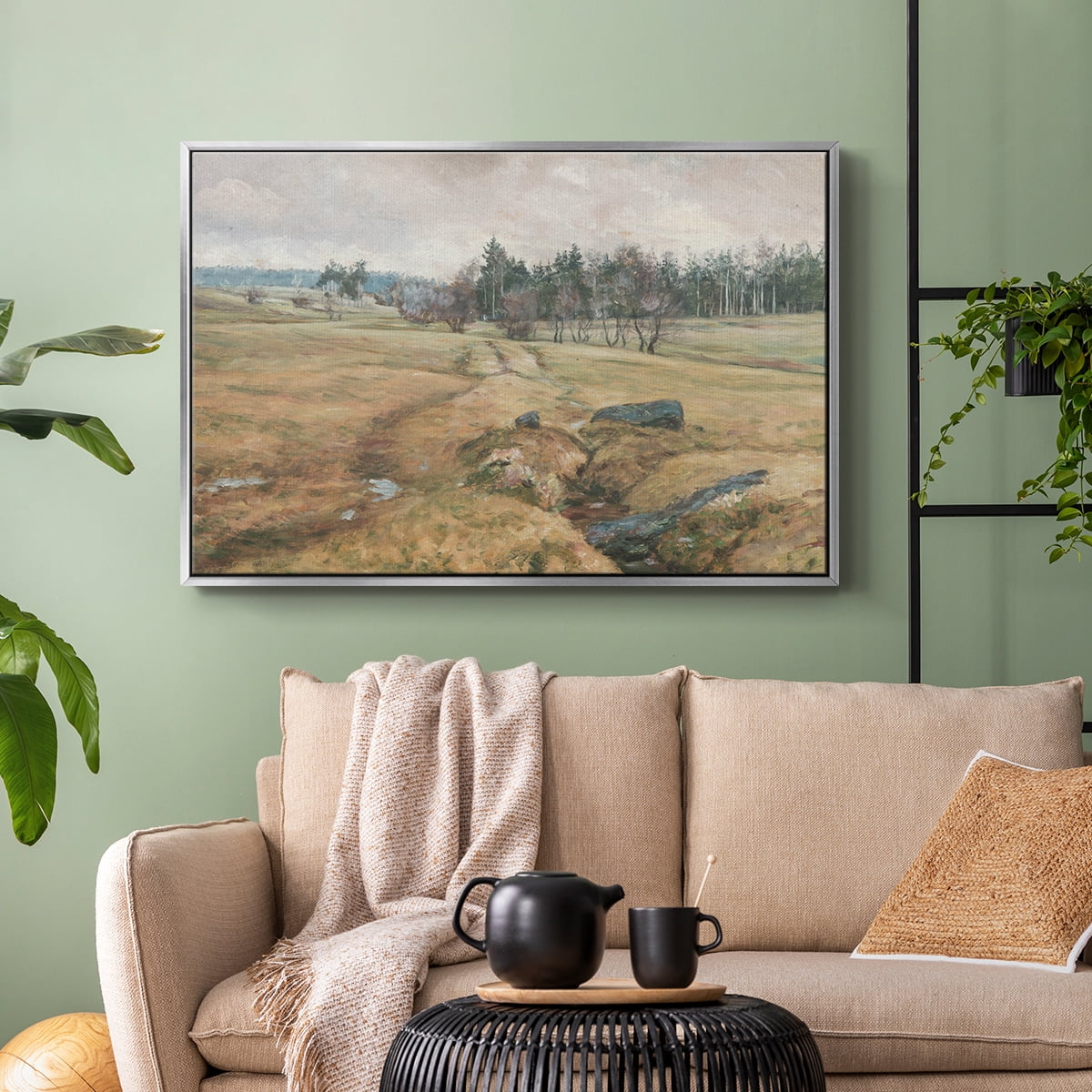 Vintage Landscape-CCCLXIV By Wexford Home Framed in Silver Wood Gallery Wrapped Canvas 27 in. x 41 in.