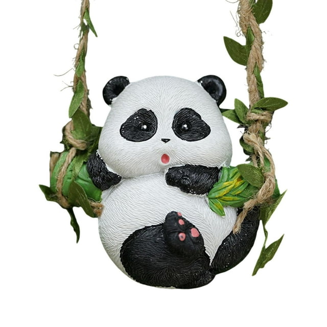 Linda estatua de jardín de animales de hadas colgantes decoración encantadora de resina pequeña colgante figurita de la sala del jardín del jardín de Panda