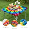 thumbnail image 4 of Colorful Tie Dye Rainbow Pattern Square Fitted Tablecloth with Elastic Edge,Square Table Cover,Washable Elastic Table Cover for Home Kitchen Party Decor 34"x34", 4 of 6