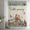 thumbnail image 5 of Spring Botanical Shower Curtain Set, Waterproof Shower Curtains for Bathroom, Farmhouse Vintage Black Plaid Brown Washable Fabric Cloth Bath Curtain for Bathtub Decoration with Hooks 60x72 Inches, 5 of 9