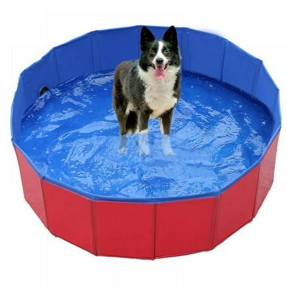 Collapsible Pet Dog Bath Pool, Kiddie Pool Hard Plastic Foldable Bathing Tub PVC Outdoor Pools for Dogs Cat Kid,Red