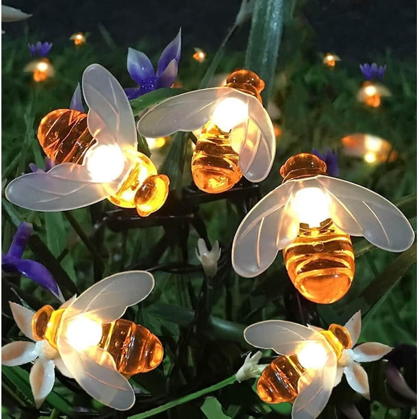 Guirnaldas de luces alimentadas por energía Solar 30led impermeable al aire libre simulación abejas decoración para jardín decoraciones de Navidad