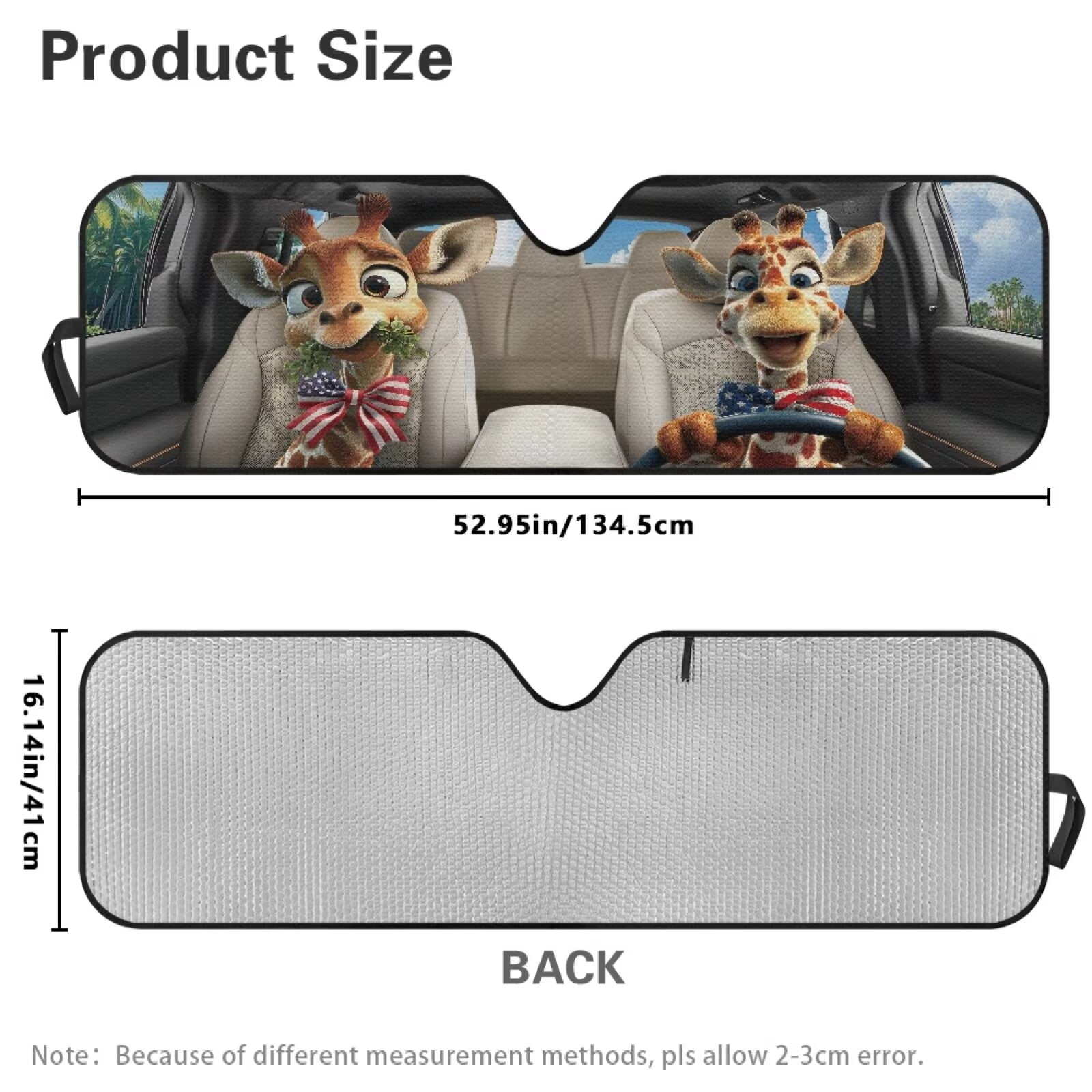 Uorisanigo Windshield Sunshade Sun Shade American Flag Giraffe Driving Heat Shield Compatible with Jeep Wrangler JK JKU JL JLU1997-2024, Sun Visor Mat Protection for Car Interior