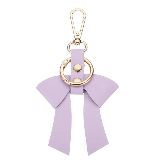 PU Leather Bow Keychain, Cute Bow Key Ring for Women Elegant Bowknot Charm for Bag Purse Handbag Pendant Car Key Accessory, Purple