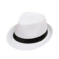thumbnail image 2 of WUXIAN Child Summer Beach Straw Hat Jazz Panama Trilby Fedora Hat Gangster Cap Relaxed Fit Streetwear, 2 of 2