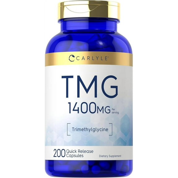 TMG Supplement | 1400mg | 200 Trimethylglycine Quick Release Capsules | Non-GMO & Gluten Free | by Carlyle
