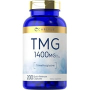 TMG Supplement | 1400mg | 200 Trimethylglycine Quick Release Capsules | Non-GMO & Gluten Free | by Carlyle