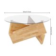 thumbnail image 3 of 31.5 in Modern Side Table with Tempered Glass Top, Round End Table, 3 of 15