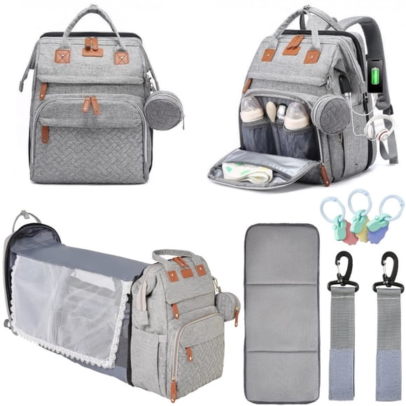 ORIAN Diaper Bag with Changing Station, Baby Backpack Diaper Bag, USB Charging Port, Waterproof Unisex Baby Bag - 3 Bonus Gifts