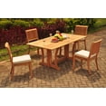 thumbnail image 5 of Teak Dining Set: 4 Seater 5 Pc: 69" Warwick Console Folding Dining Rectangle Table And 4 Arbor Armless Chairs Outdoor Patio Grade-A Teak Wood WholesaleTeak #WMDSAB35, 5 of 5