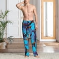 thumbnail image 2 of Sikiie Blue Butterflies Pajama Pants Men, PJ Bottoms, Sleep & Lounge Pants-Small, 2 of 6