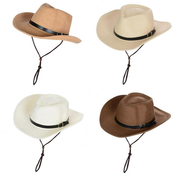 4x Unisex Paja Sombrero Visera Protección UV Floppy Panama Fedora Gorra Para Exteriores