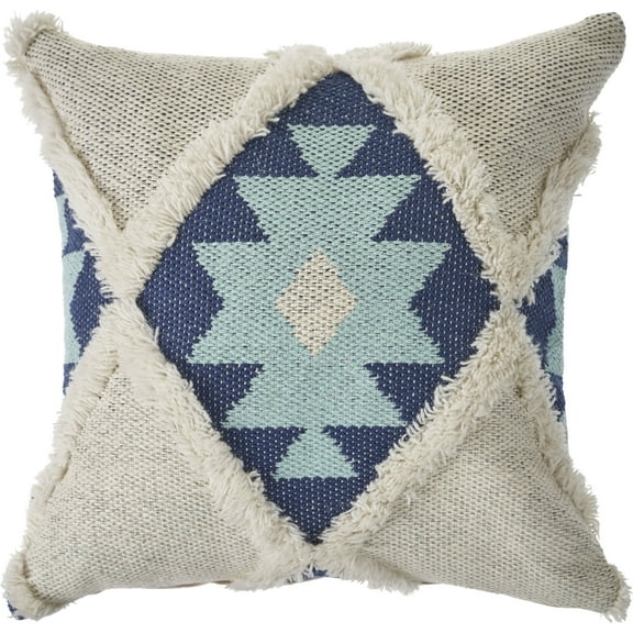 Ox Bay Tufted Winter Paradise Vintage Indigo 20 in. x 20 in. Indoor Throw Pillow