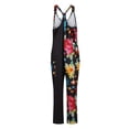 thumbnail image 7 of Women's Casual Camo Tie-Dye Jumpsuits, Loose Sleeveless Adjustable Strap Overall Rompers with Pockets Black M, 7 of 7