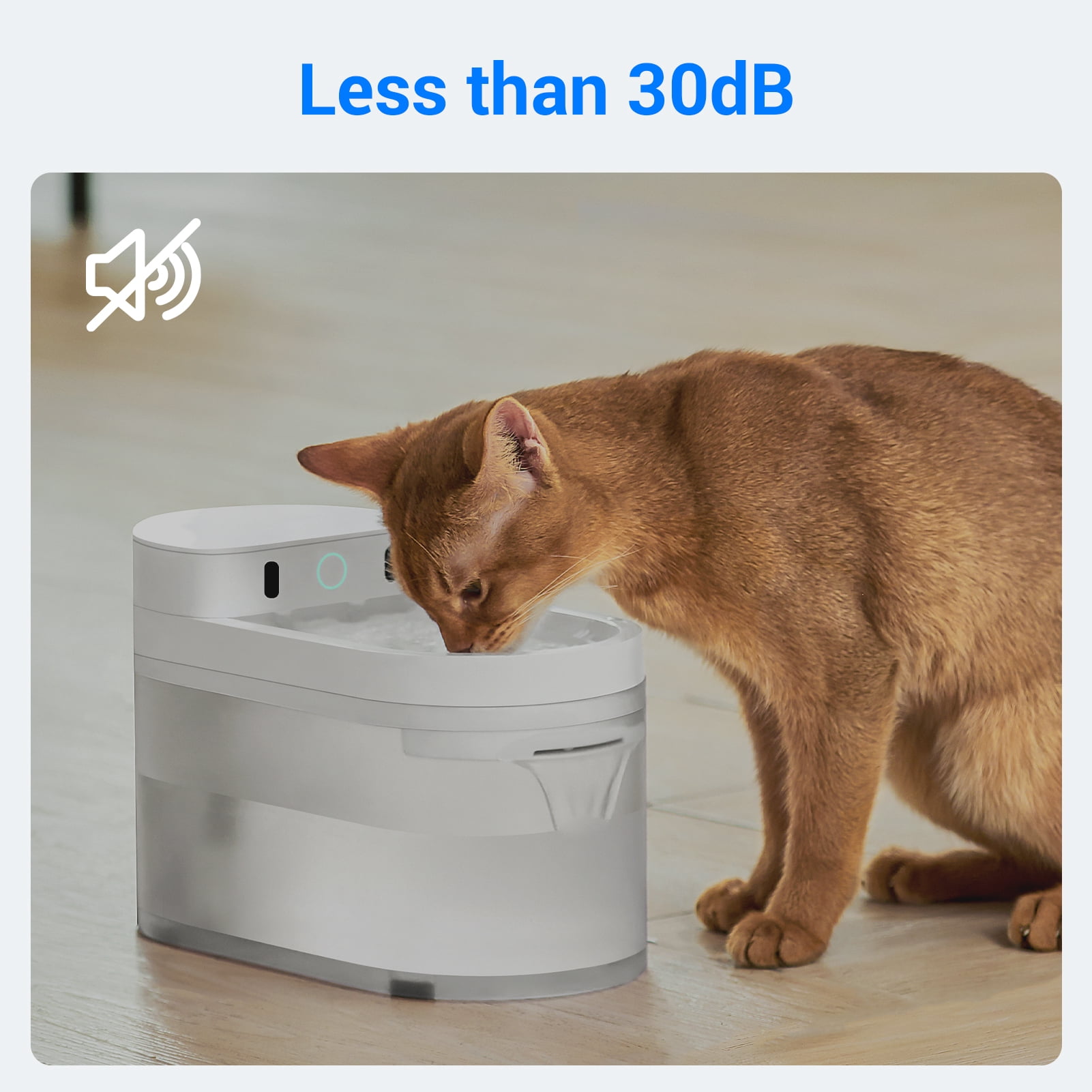 CATLINK W03 Wireless Cat Water Fountain with APP Control, 5000mAh Battery Operated, 2300ml, Health Report