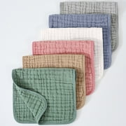 6 Pack Burp Cloths Baby Burp Clothes Boy Girls Muslin Bibs 100% Cotton Layers Hand Washcloths Soft Absorbent