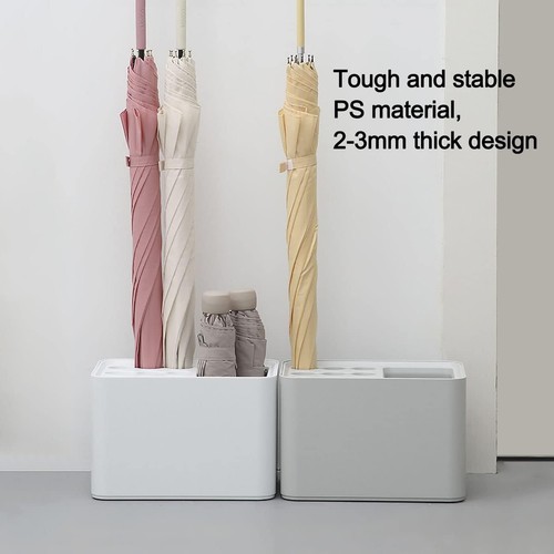 ShadeMart White Umbrella Stand, Plastic Drying Rack & Storage Holder with Drip Catcher, Space-Saving for Home Office Hotel