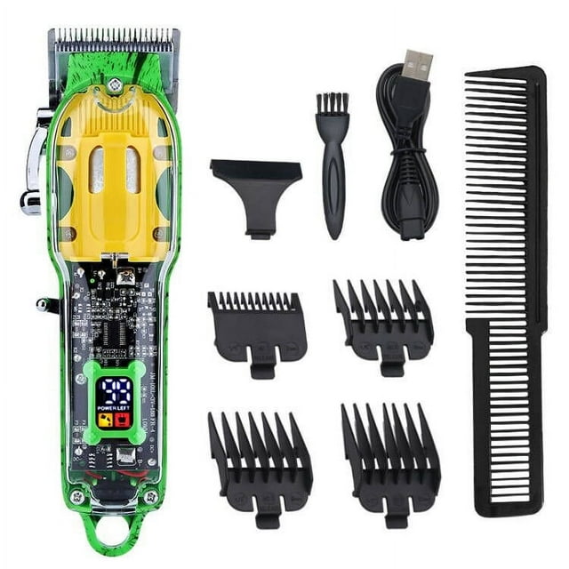 Cordless Hair Clippers for Men and Shaver Professional Electric Clippers Rechargeable Barber Clippers Reciprocating Razor Shaver Set Transparent Hair Trimmer