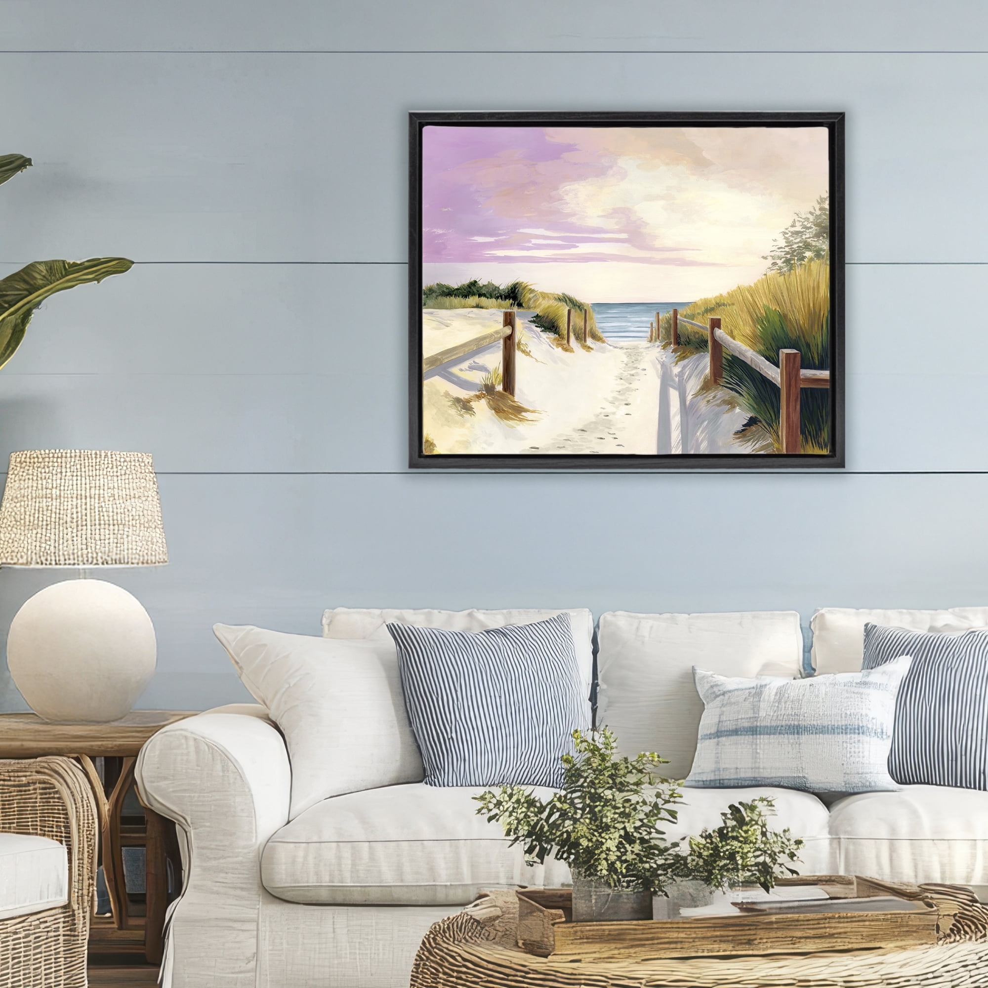 Cottesloe Beach Pathway Black Framed Floater Canvas Wall Art, design by Courtney Haley