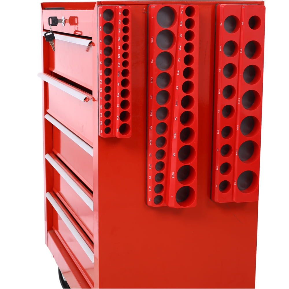 3 Piece Magnetic Socket Organizer Set, 1/2", 1/4" and 3/8" Socket Holder Kit, Attaches to Steel Box / Tool