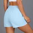 thumbnail image 4 of Only Moment Women's Drawstring Sweat Shorts Polyester,Spandex Summer Elastic High Waist Soild Color Lounge Pants Casual Comfy Workout Gym Shorts with Pockets Womens Shorts Athletic Light Blue,S, 4 of 8