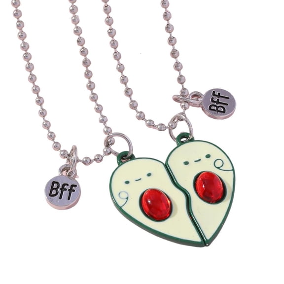 2Pcs Matching Avocado Best Friend Necklaces Women Stainless Steel Neck Jewelry
