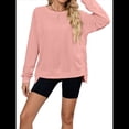 thumbnail image 1 of Sudadera Informal de Cuello Redondo para Mujer, Holgada, Suave y de Larga Rosa XL, 1 of 10