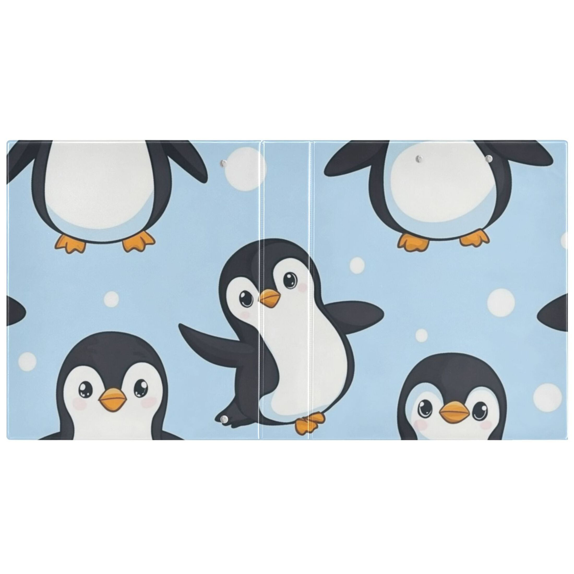 Penguins in Blue 3 Ring Binders 1.5 inch Hardcover File Folders with Interior Pockets A4 Size Organizer for School Office Hospital Set of 2