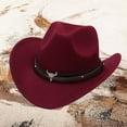 thumbnail image 2 of Riforla Western Cowboy Style Hat Jazz Bowler Hat Cow Head Decoration Ethnic Style Hat Cowboy Hats RD2 M, 2 of 6
