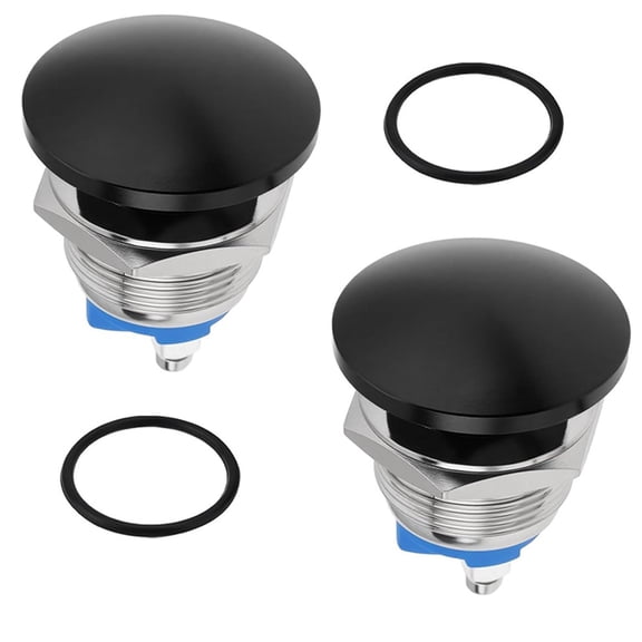 2Pcs 19Mm Ip65 Waterproof Momentary Reset Metal Push Button Switch Screw Terminal Mushroom Head Round Start Button