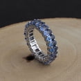 thumbnail image 3 of Solid 18Kt White Gold Oval Blue Sapphire Gemstone Eternity Band Ring Anniversary Jewelry, 3 of 4