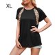thumbnail image 1 of Camiseta de mujer con estampado de manga corta, cuello redondo, camiseta informal de verano, negro, XL Inevent AP001232-04, 1 of 7