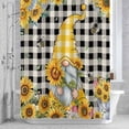 thumbnail image 3 of Sunflower Gnome Shower Curtain for Bathroom Decor, Yellow Flower Bee Spring Plant Buffalo Plaid Waterproof Fabric Shower Curtain, 54"x78" Set with 12 Hooks, 3 of 9