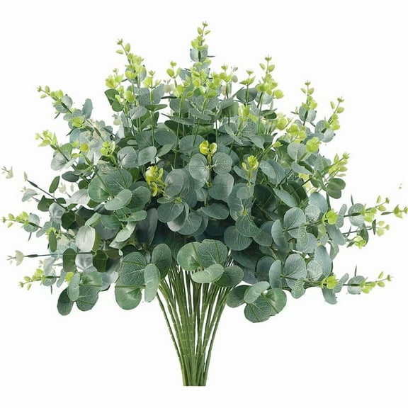 MAMOWEAR Artificial Eucalyptus Leaves Fake Greenery Shrubs Faux Silk Eucalyptus Stems Plant for Spring Summer Home Wedding Table Décor (Green)