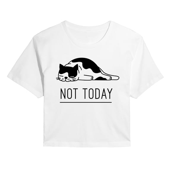 Instant Message - Not Today Cat Cropped Graphic T-Shirt