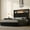 Black, variant on MODERNLUXE Queen Size Bed Frame with Storage Headboard and Night Light, Velvet Upholstered Tufted Platform Bed with Charging Station,52''H Wingback Headboard and Wooden Slats Support for Home,Beige