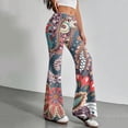 thumbnail image 4 of Women's Fashion Loose Drawstring Waist Retro Printed Casual Sports Flared Pants, Elastic Joggers Sweatpants, Stylish Yoga Pants for Women,Yellow,XL, 4 of 8