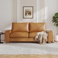 thumbnail image 4 of Poshby 71.25''W Faux Leather Loveseat 2 Seater Couch Sofa with Side Pockets for Living Room, Brown, 4 of 8