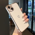 thumbnail image 2 of Designed for iPhone 13 6.1 inch Case,Cute Plating Edge Love Hearts Pattern with Camera Lens Protection Phone Cover for Girls Women,White, 2 of 12
