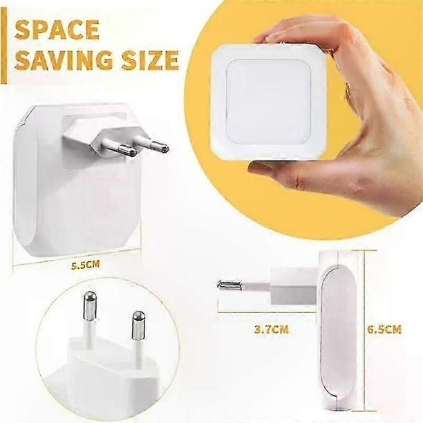 Warm White LED Night Light with Twilight Sensor and Adjustable Brightness for Bedroom Use EU US Plug Socket
