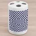 thumbnail image 1 of Navy Ceramic Toothbrush Holder, Modern Symmetric Triangles Geometric Continuous Abstract Lines Illustration, Decorative Versatile Countertop for Bathroom, 4.5" X 2.7", Indigo Cream, by Ambesonne, 1 of 4