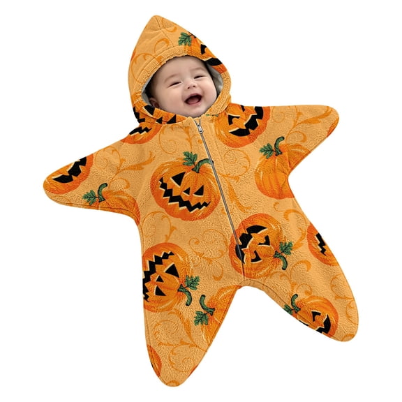YunPes Infant Boy & Girl Halloween Onesie Starfish Baby Zipper Jumpsuit Funny Graphic Newborn Cute Clothes Holiday Photography Party Dress-Up