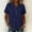 Navy, variant on Women's Contrast Shirt Half Placket Button Lapel Texture Loose Fit Short Sleeve Top Black M