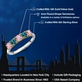 thumbnail image 2 of Gem Stone King 925 Silver and 10K Yellow Gold Pink Lab Grown Diamond and London Blue Topaz Wedding-Bands Ring for Women | 1.41 Cttw | Round 4MM | Gemstone April Birthstone | Size 7, 2 of 6