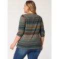 thumbnail image 4 of Top de punto de Rayas cuello vuelto Agnes Orinda Lago Azul 1X, 4 of 5